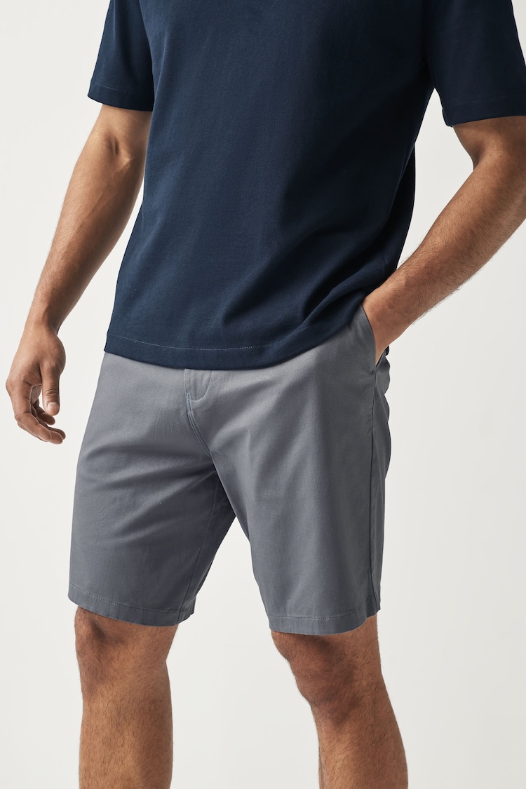 Blue/Ecru Straight Fit Stretch Chinos Shorts 2 Pack - Image 6 of 12