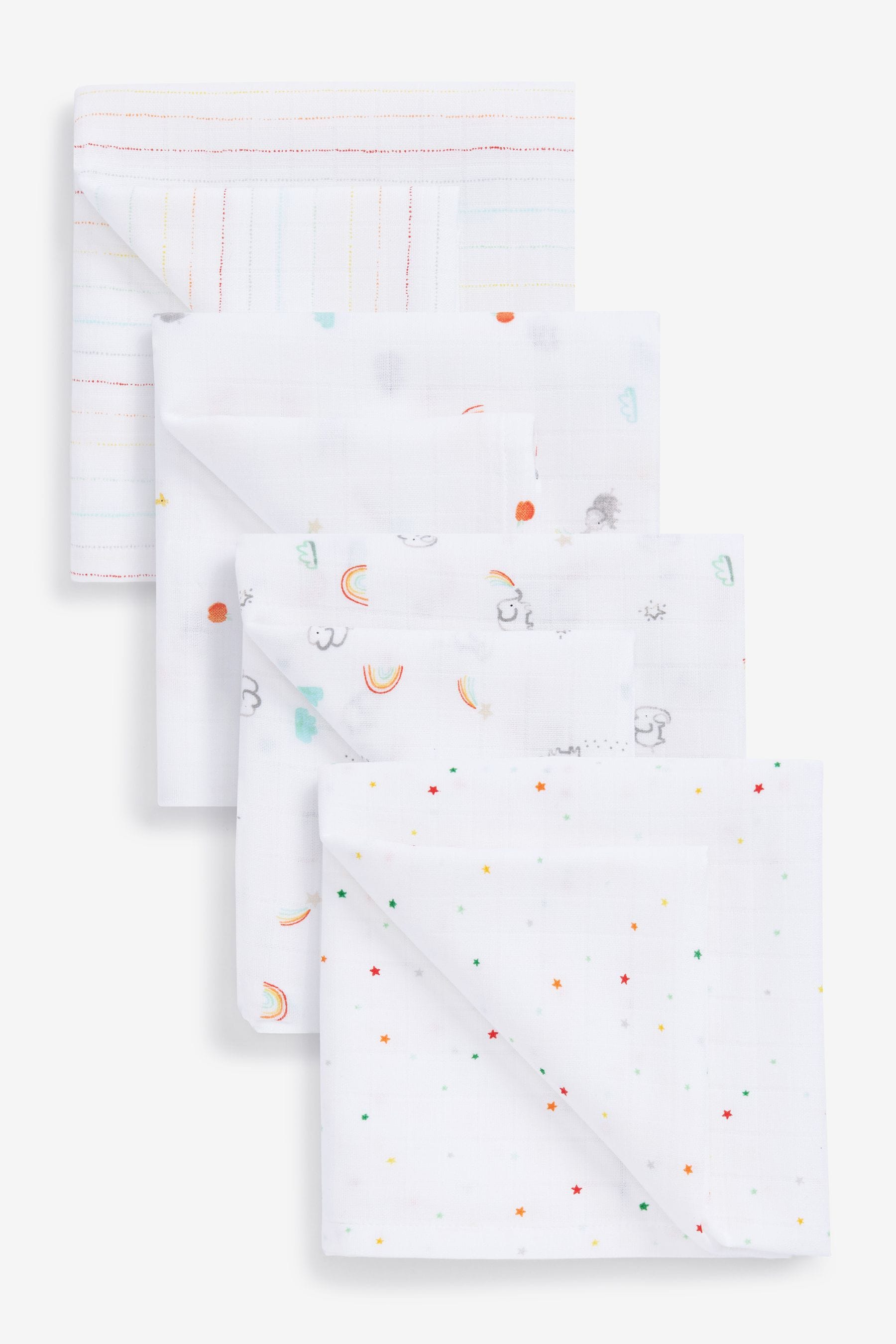 Buy White Rainbow Baby Muslin Cloths 4 Packs from the Next UK