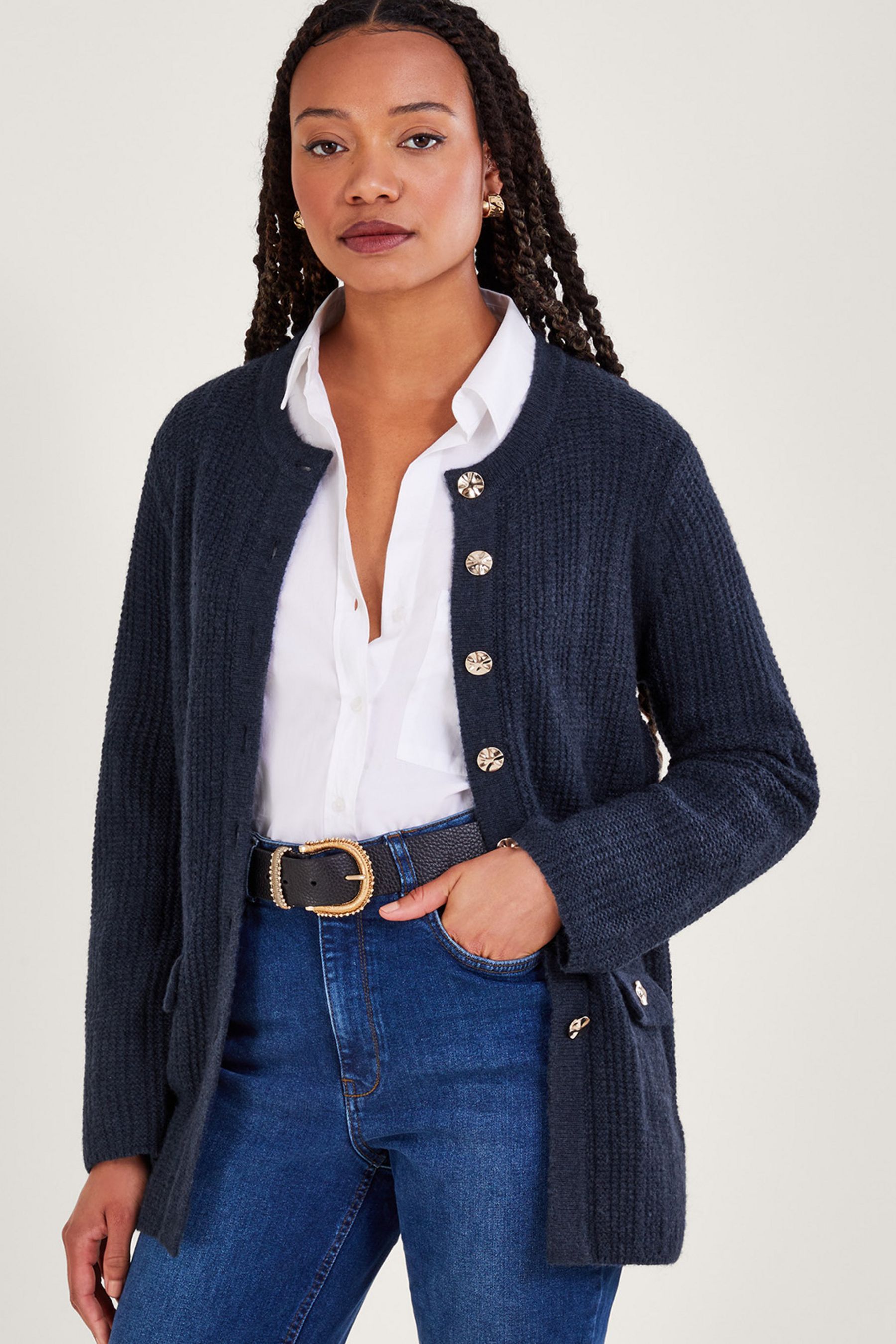 Buy Monsoon Blue Longline Cardigan from Next Luxembourg