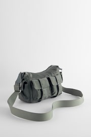 Grey Satin Utility Pocket Cross-Body Bag - Image 3 of 7