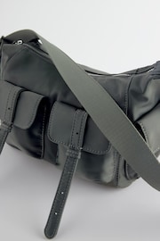 Grey Satin Utility Pocket Cross-Body Bag - Image 5 of 7