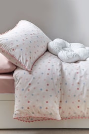 Pink/Cream Polka Dot Printed Polycotton Duvet Cover and Pillowcase Bedding - Image 5 of 8
