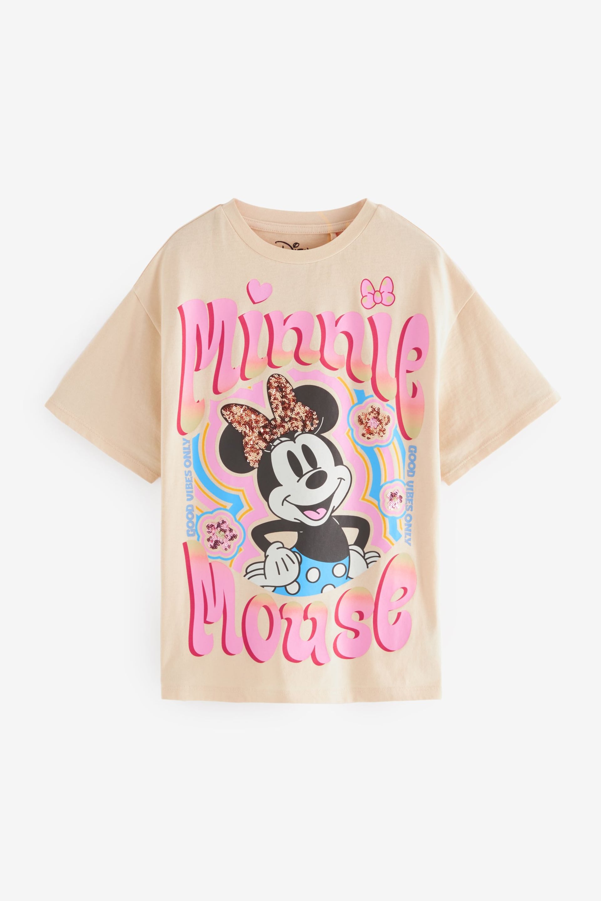Neutral Oversized Sequin Minnie Mouse License T-Shirt (3-16yrs) - Image 6 of 8