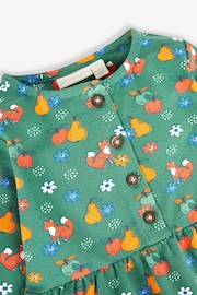 JoJo Maman Bébé Green Fox & Fruit Button Front Dress - Image 4 of 4