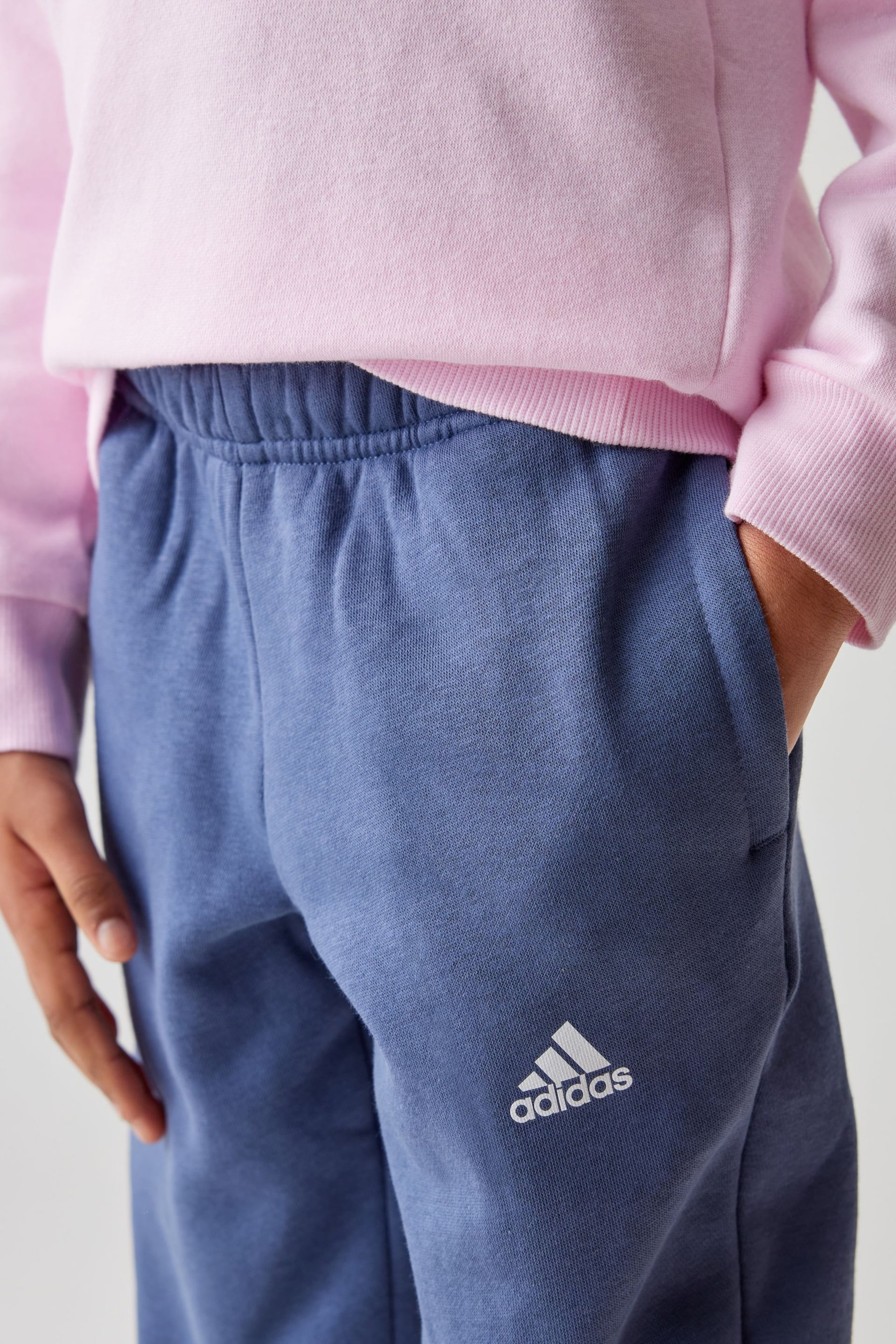 adidas Pink/Blue Sportswear Essentials Logo Fleece Jogger Set - Image 4 of 11
