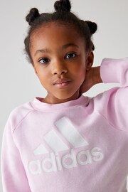 adidas Pink/Blue Sportswear Essentials Logo Fleece Jogger Set - Image 5 of 11