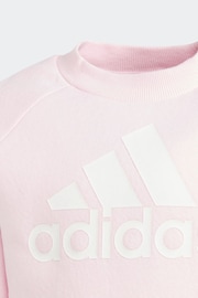 adidas Pink/Blue Sportswear Essentials Logo Fleece Jogger Set - Image 9 of 11