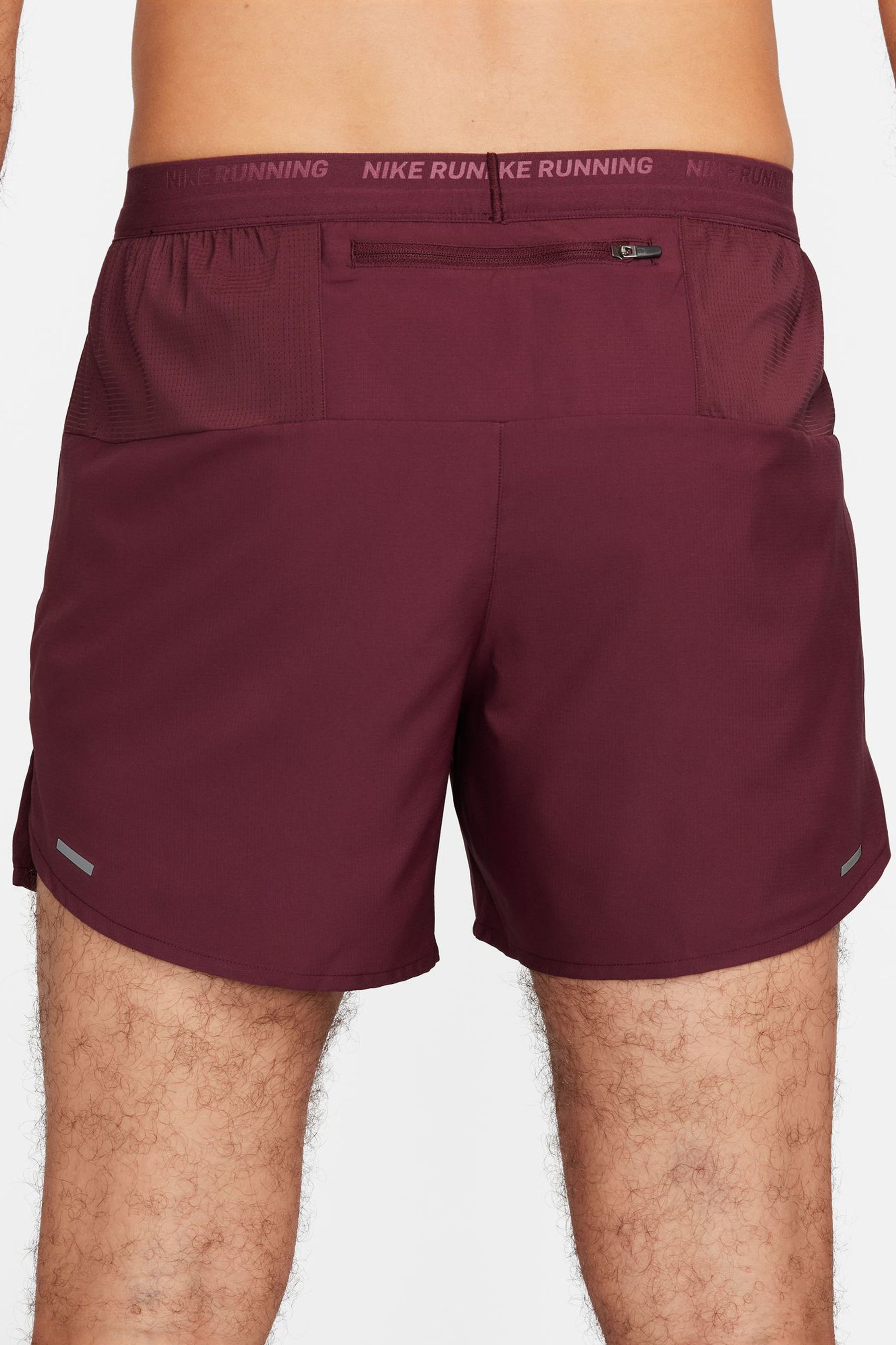 Burgundy running shorts top