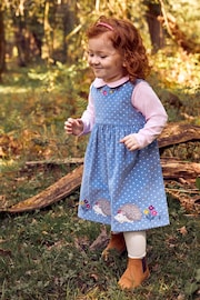 JoJo Maman Bébé Blue Hedgehog Girls' Appliqué Cord Dress - Image 2 of 4