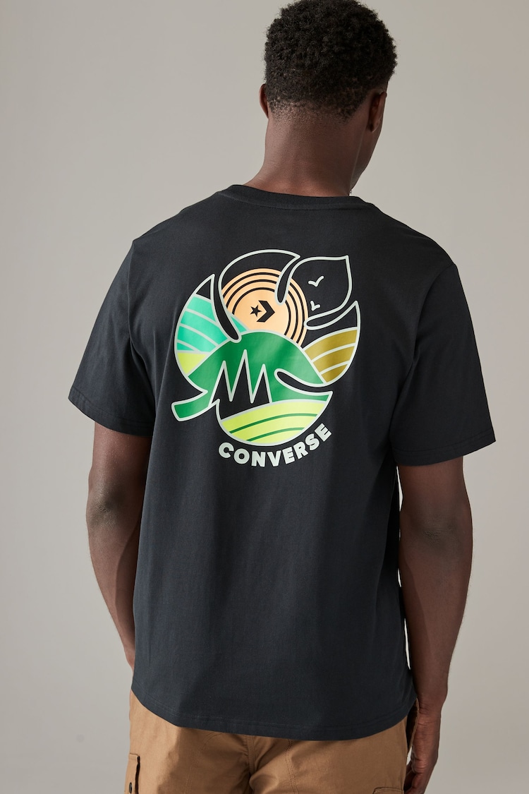 Converse Black Leaf Print Graphic T-Shirt - Image 2 of 5