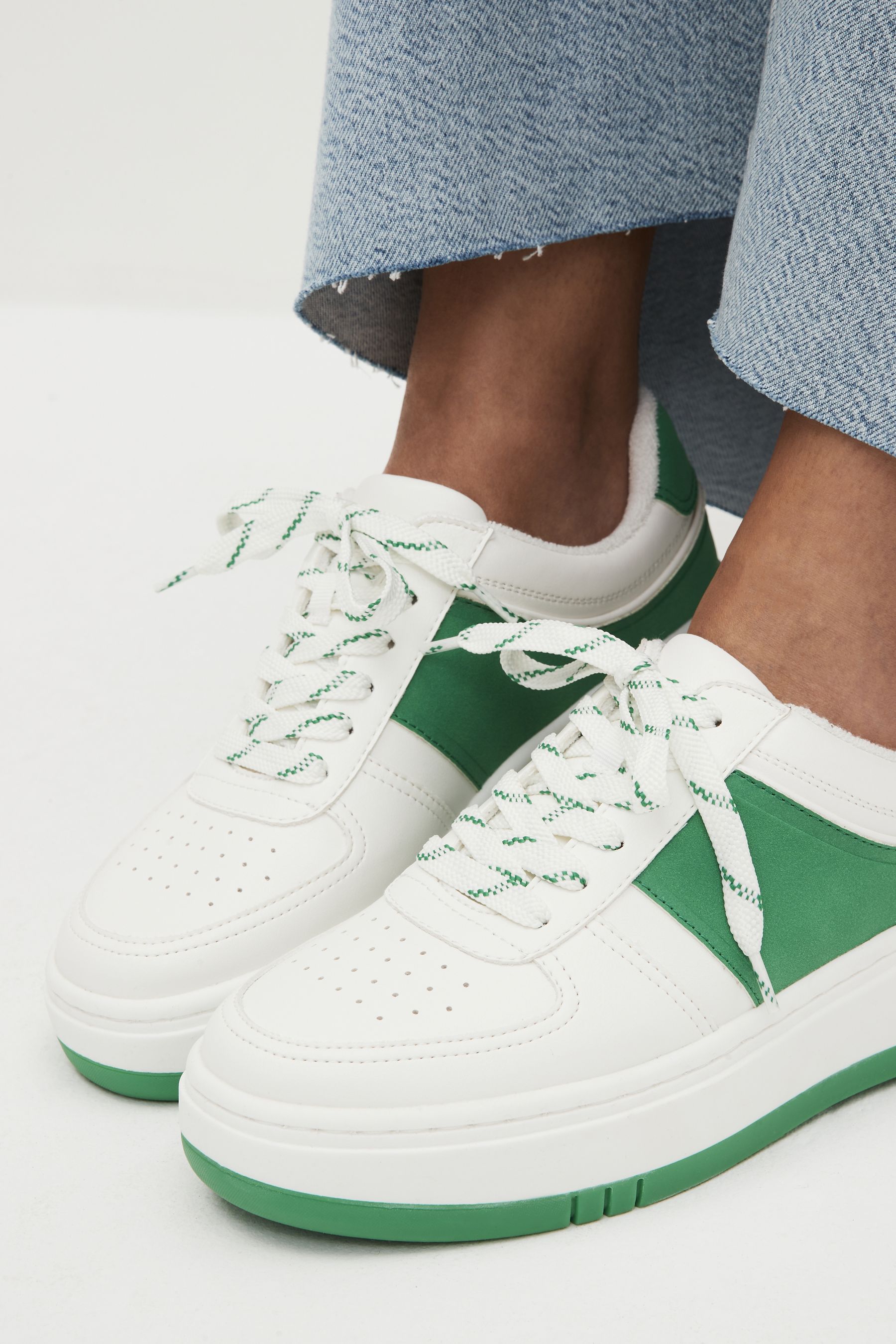 Buy White Green Forever Comfort Chunky Lace Up Trainers from Next Luxembourg
