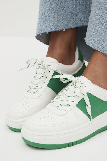 White/Green Forever Comfort Chunky Lace Up Trainers