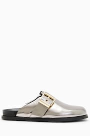 AllSaints Silver Venus Shearling Mules - Image 1 of 7