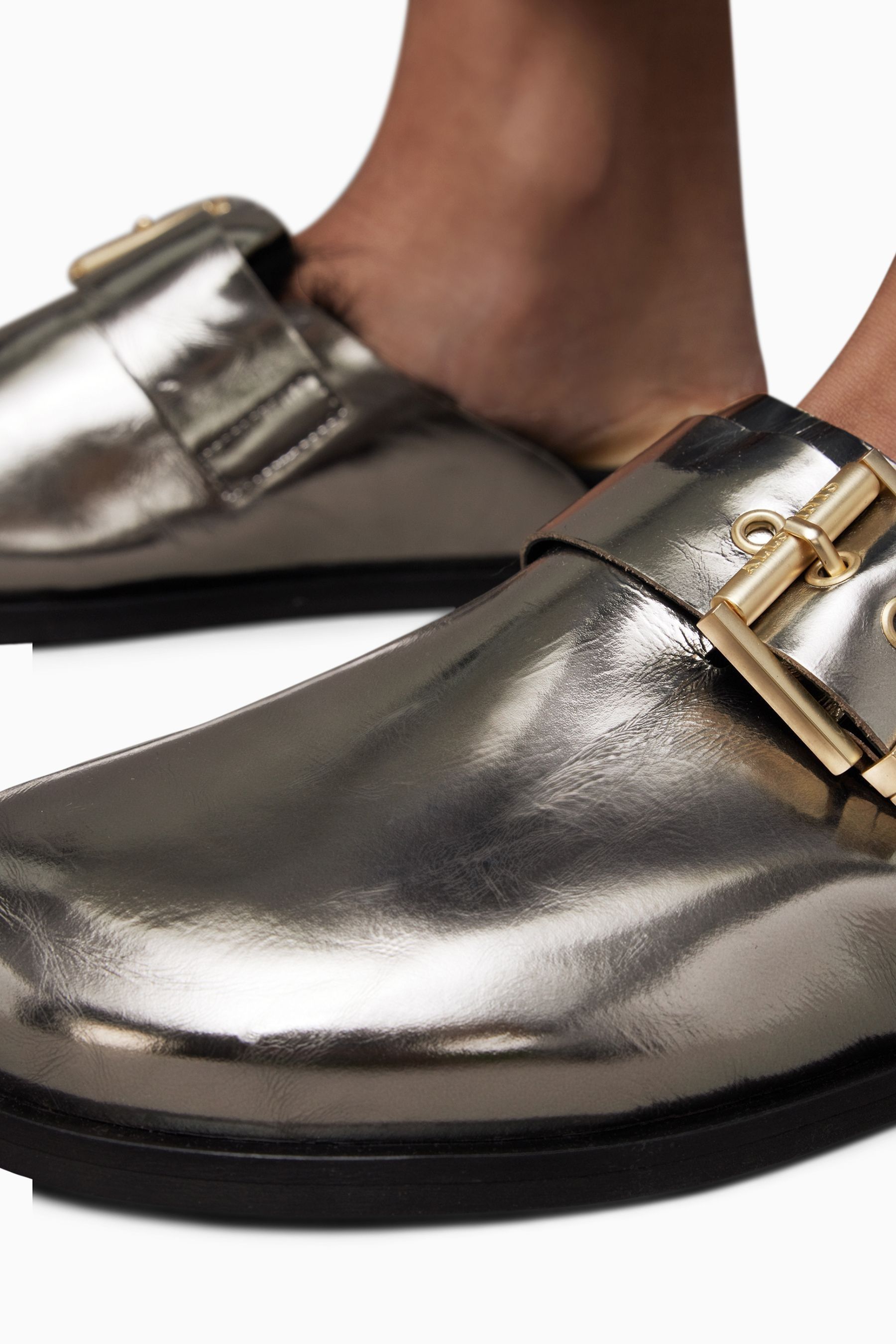 Silver loafer sale mules