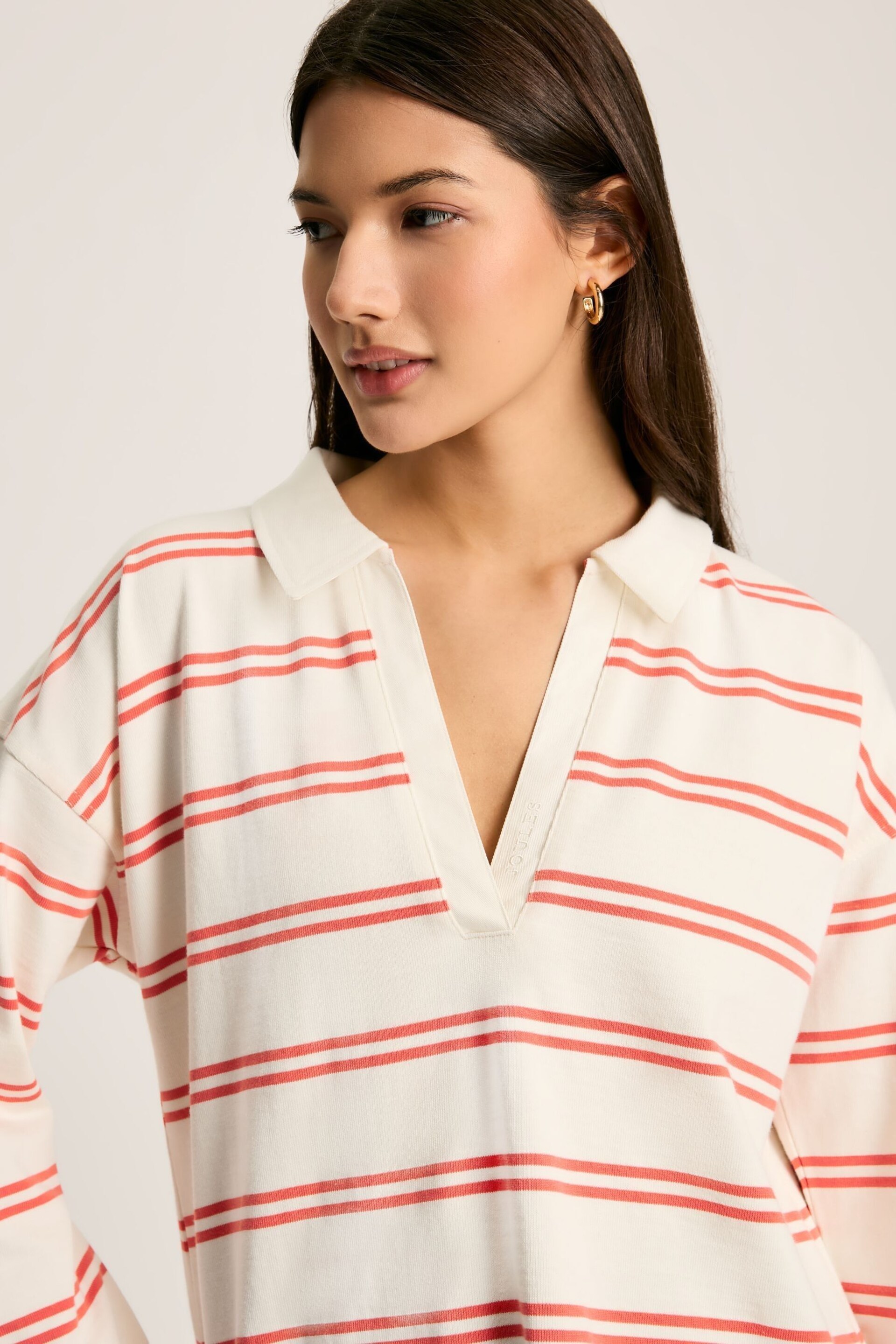 Joules Bayside Coral/White Cotton Deck Shirt - Image 5 of 8