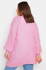 Yours Curve Pink Button Through Knitted Cardigan - Image 3 of 4