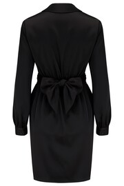 Pour Moi Black Mini Fuller Bust Maisie Satin Wrap Front Collar Dress - Image 5 of 5