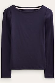 Boden Blue Essential Boat Neck Jersey T-Shirt - Image 5 of 5