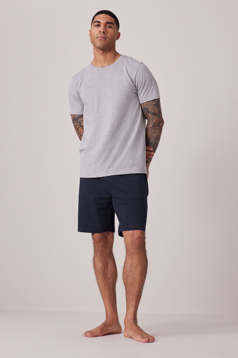 Navy Blue/Grey Texture Lightweight Jogger Shorts 2 Pack - Image 5 of 14