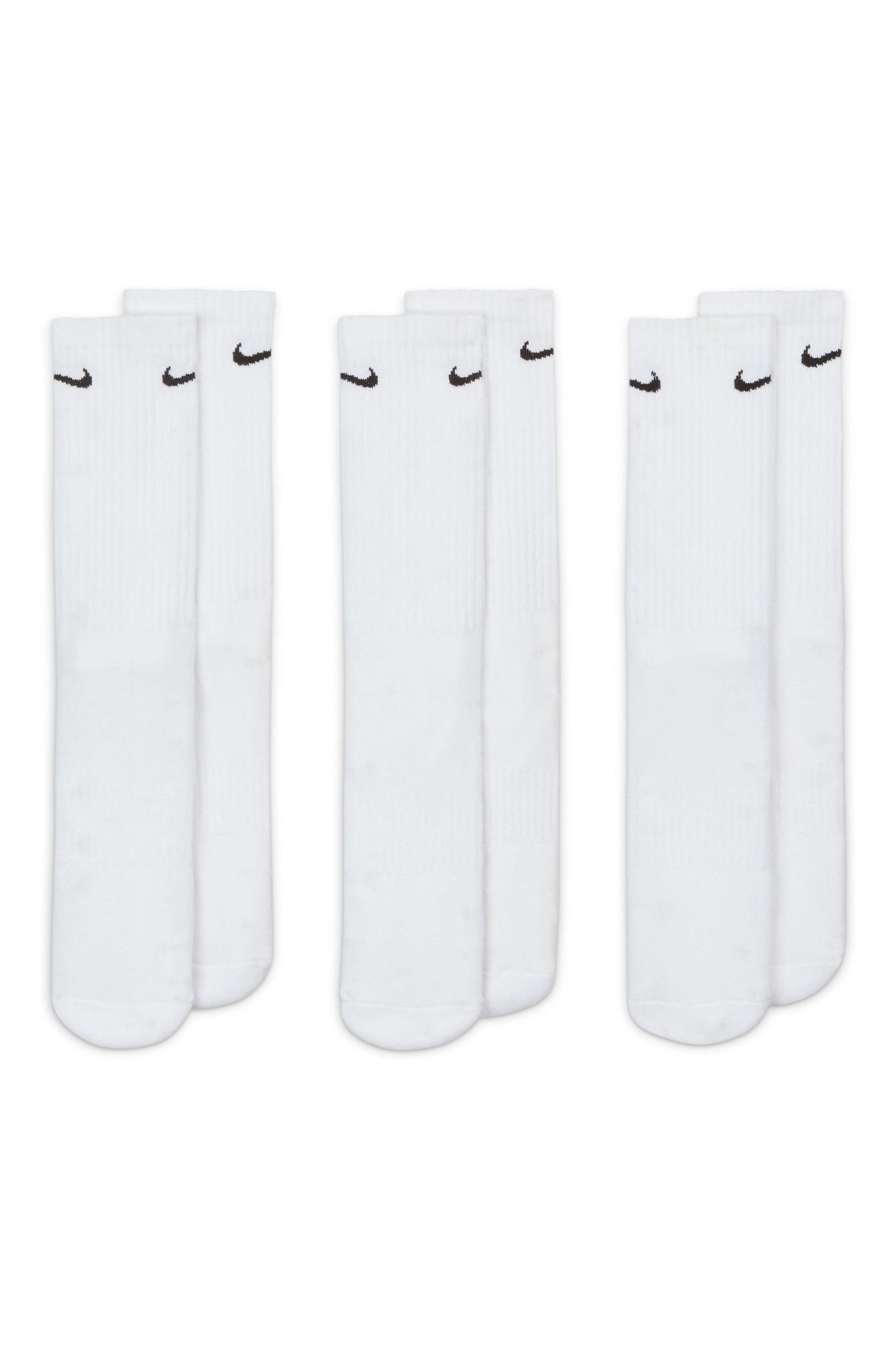 Buy Nike White Everyday Cushioned Crew 3 Packs Socks from the Next