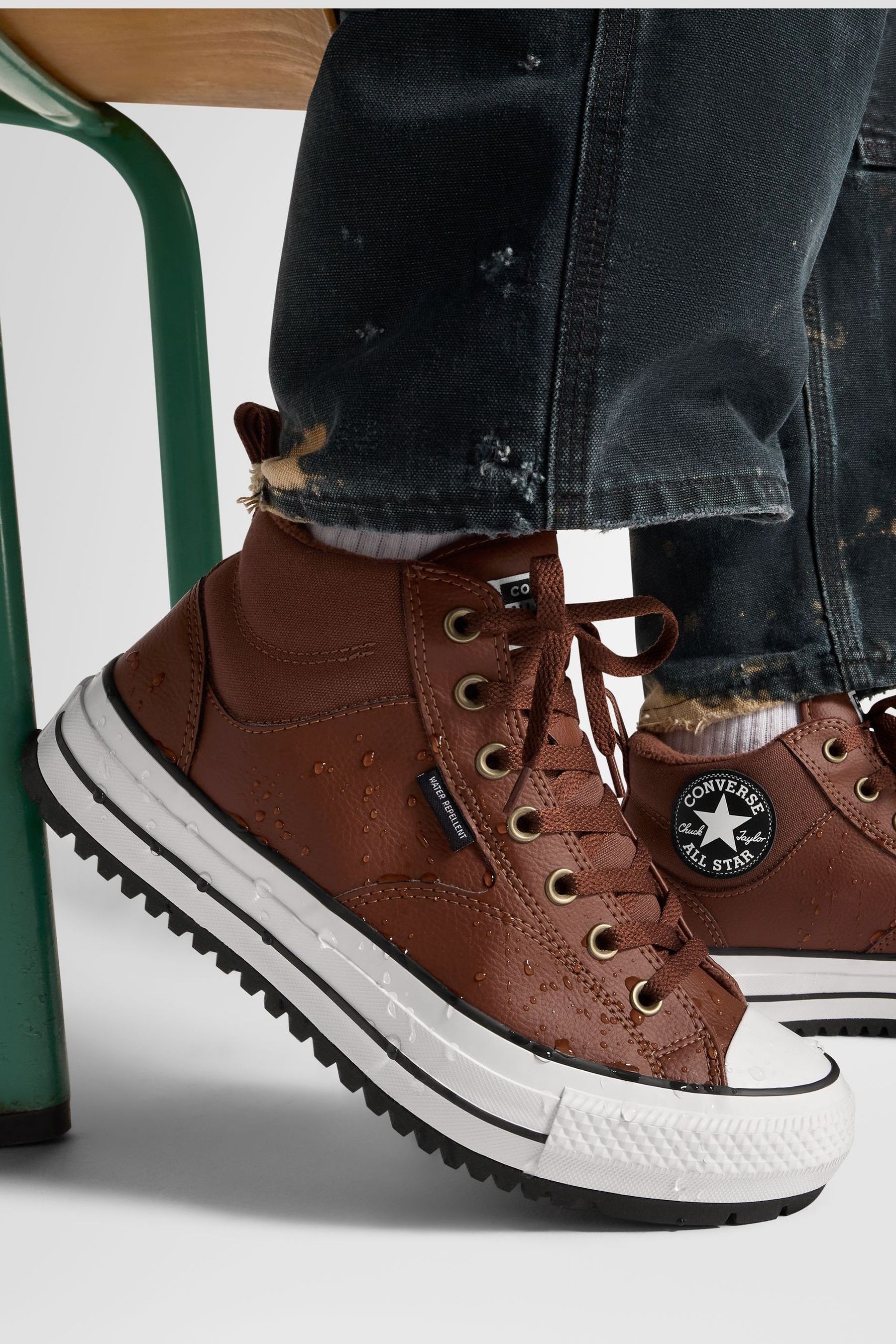 Brown leather converse boots hotsell