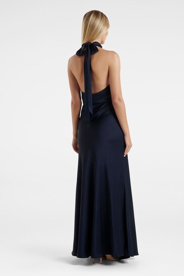 Forever New Navy Blue Yvette Knot Tie Neck Gown