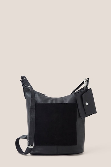 White Stuff Black Fern Leather Cross-Body Bag