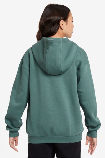 Nike Dark Green Oversized Club Fleece Zip Through Hoodie