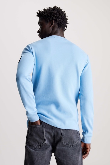 Calvin Klein Blue Badge Waffle Long Sleeve T-Shirt