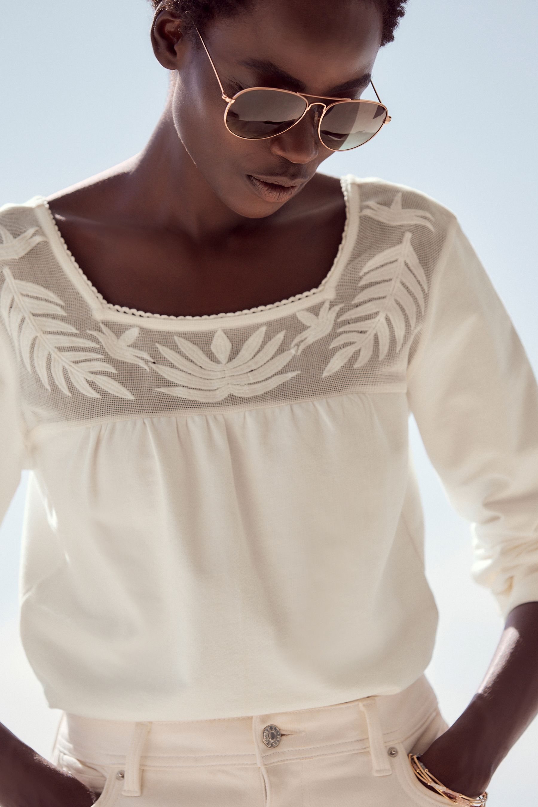 Mesh lace long sleeve top top