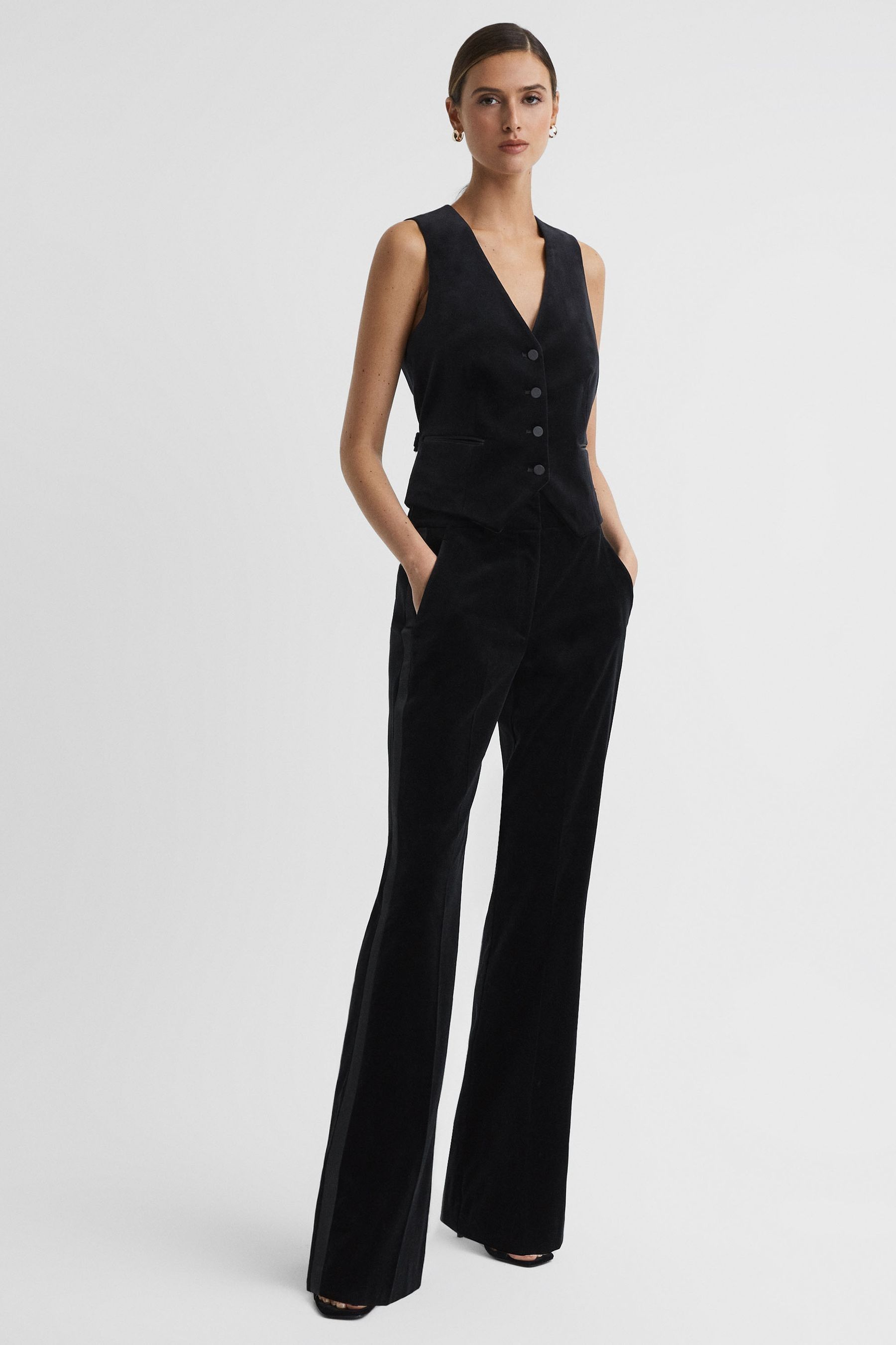 Buy Reiss Black Opal Petite Velvet Flared Suit Trousers from the Next UK online shop