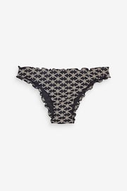 Black Contrast Embroidered Embroidered High Leg Bikini Bottoms - Image 3 of 3