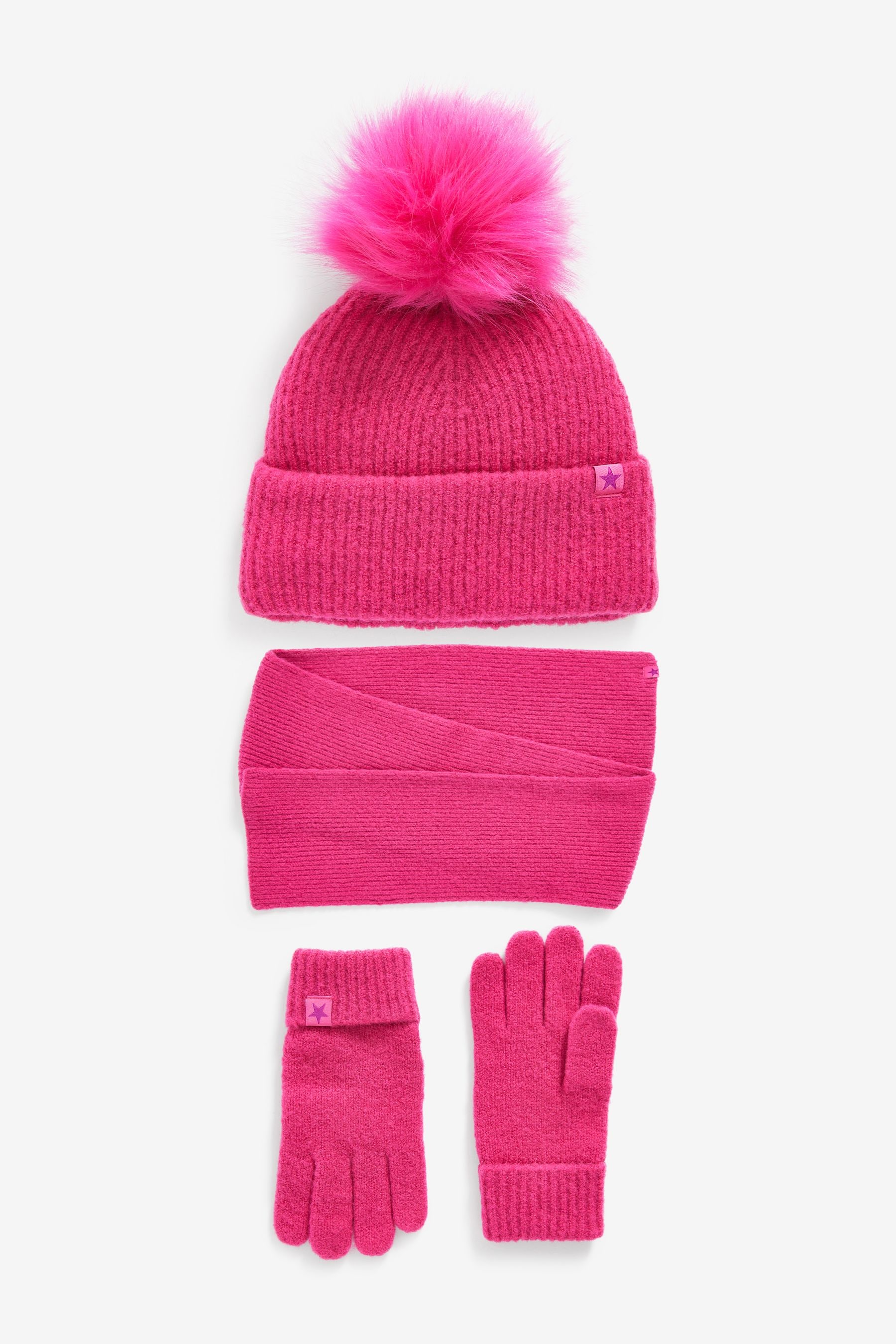 Hot pink shop hat and scarf
