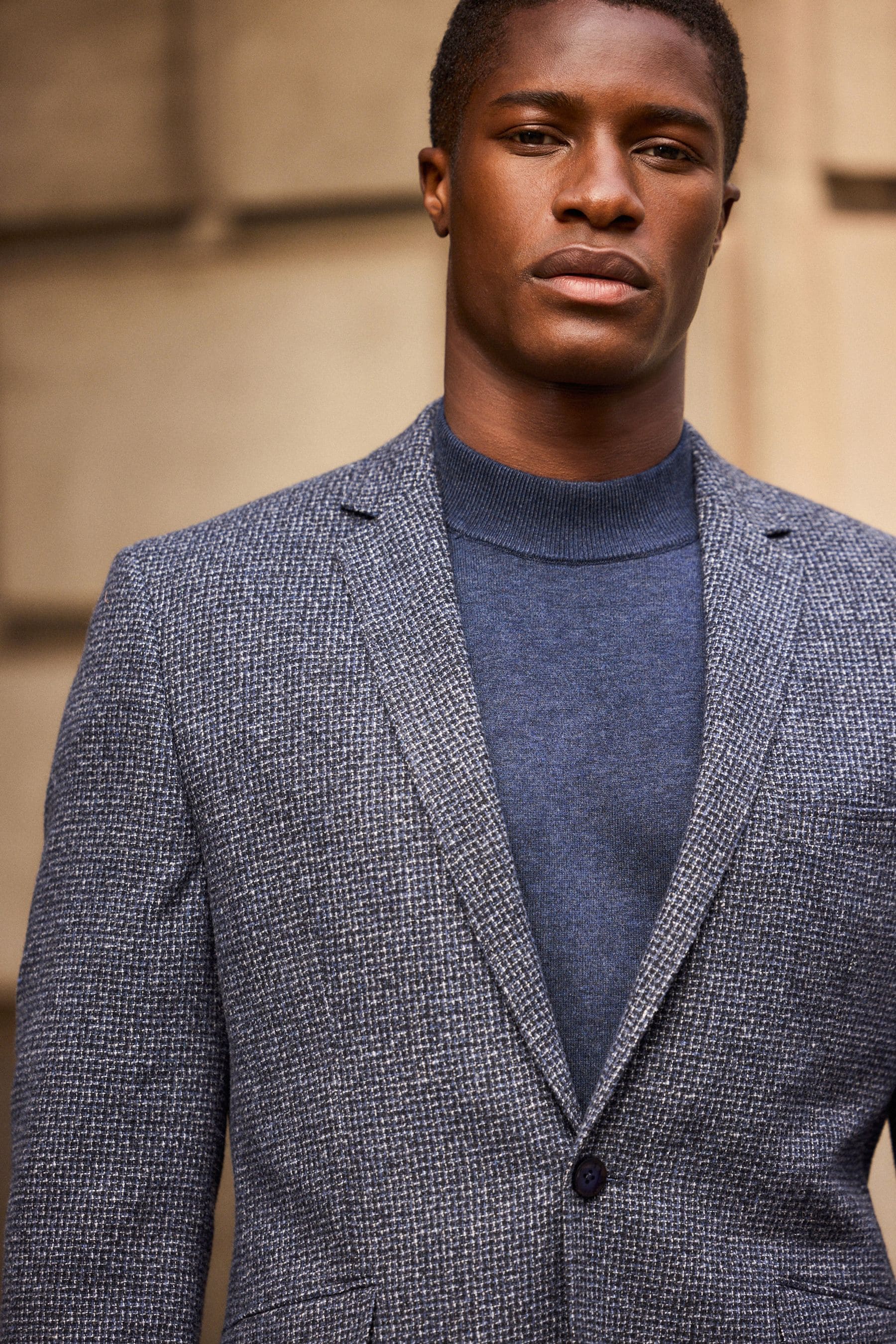 Wool check blazer online