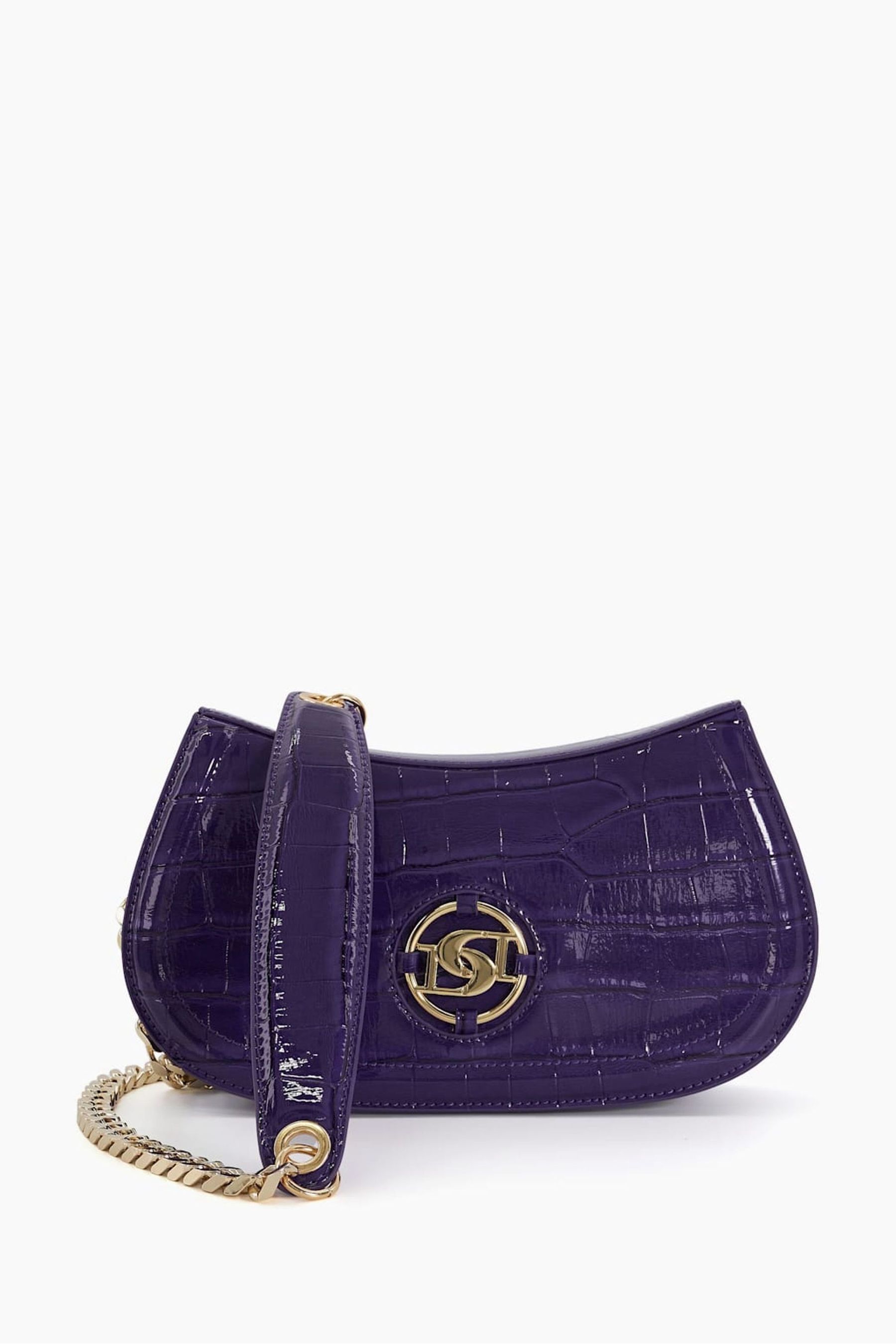 Dune London Small Dacre Branded Curved Purple Bag