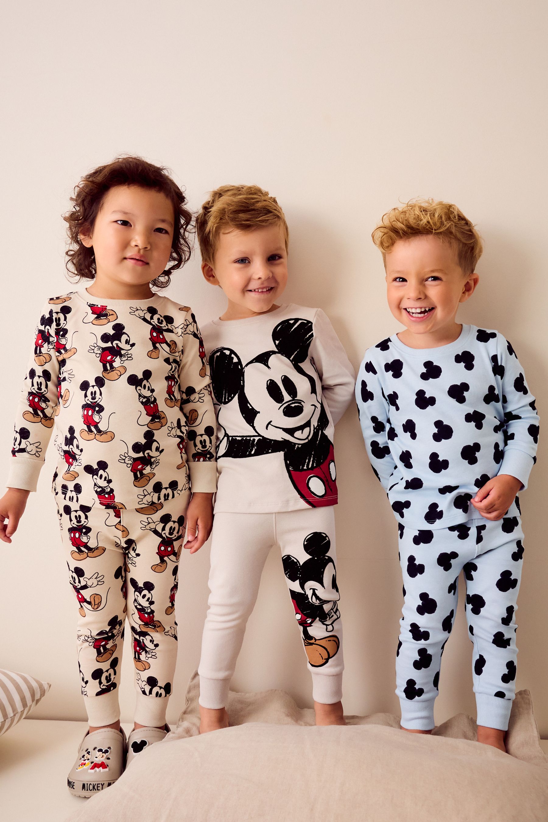 Buy Blue Ecru Mickey Mouse Snuggle 100 Cotton Pyjamas 3 Pack 9mths 10yrs from the Next UK online shop