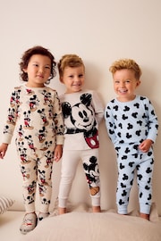 Blue/Ecru Mickey Mouse - Snuggle 100% Cotton Pyjamas 3 Pack (9mths-10yrs) - Image 1 of 11