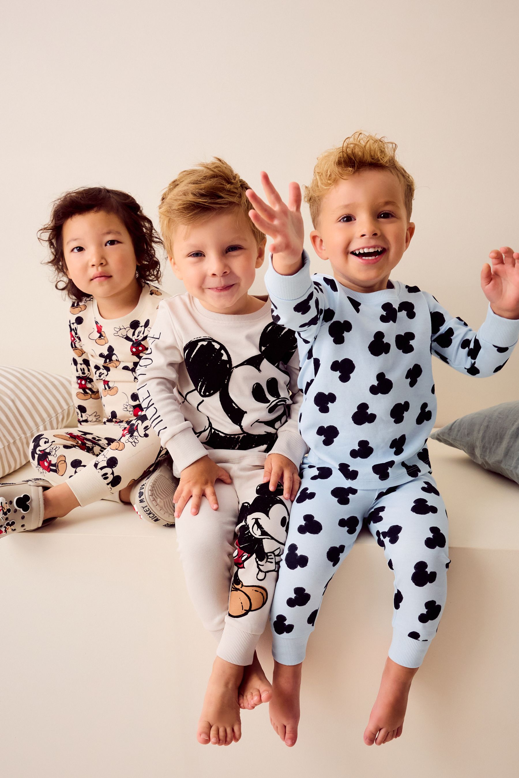 Buy Blue Ecru Mickey Mouse Snuggle 100 Cotton Pyjamas 3 Pack 9mths 10yrs from the Next UK online shop