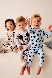 Blue/Ecru Mickey Mouse - Snuggle 100% Cotton Pyjamas 3 Pack (9mths-10yrs) - Image 2 of 11