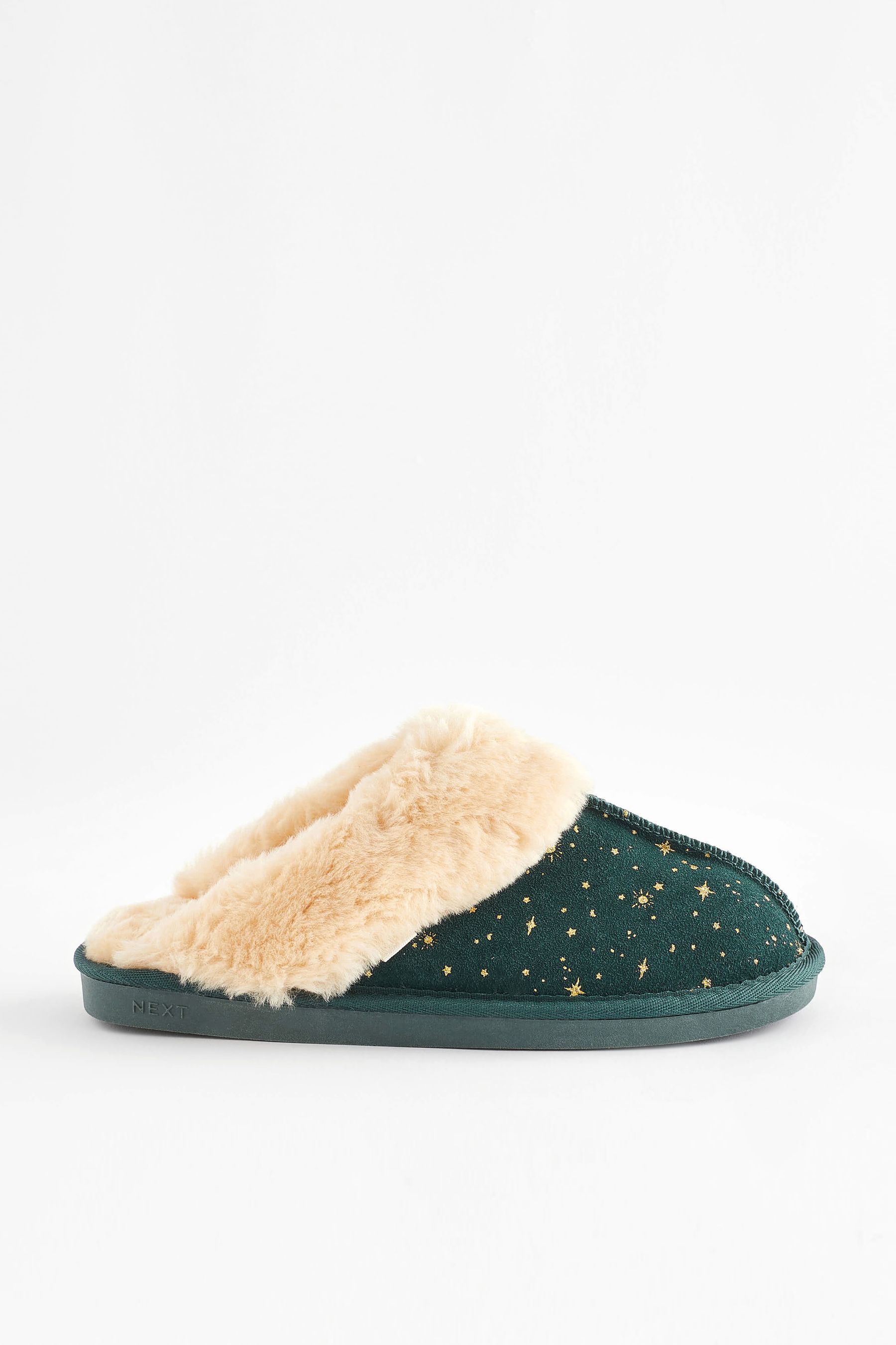 Buy Teal Blue Star Suede Mule Slippers from Next Austria
