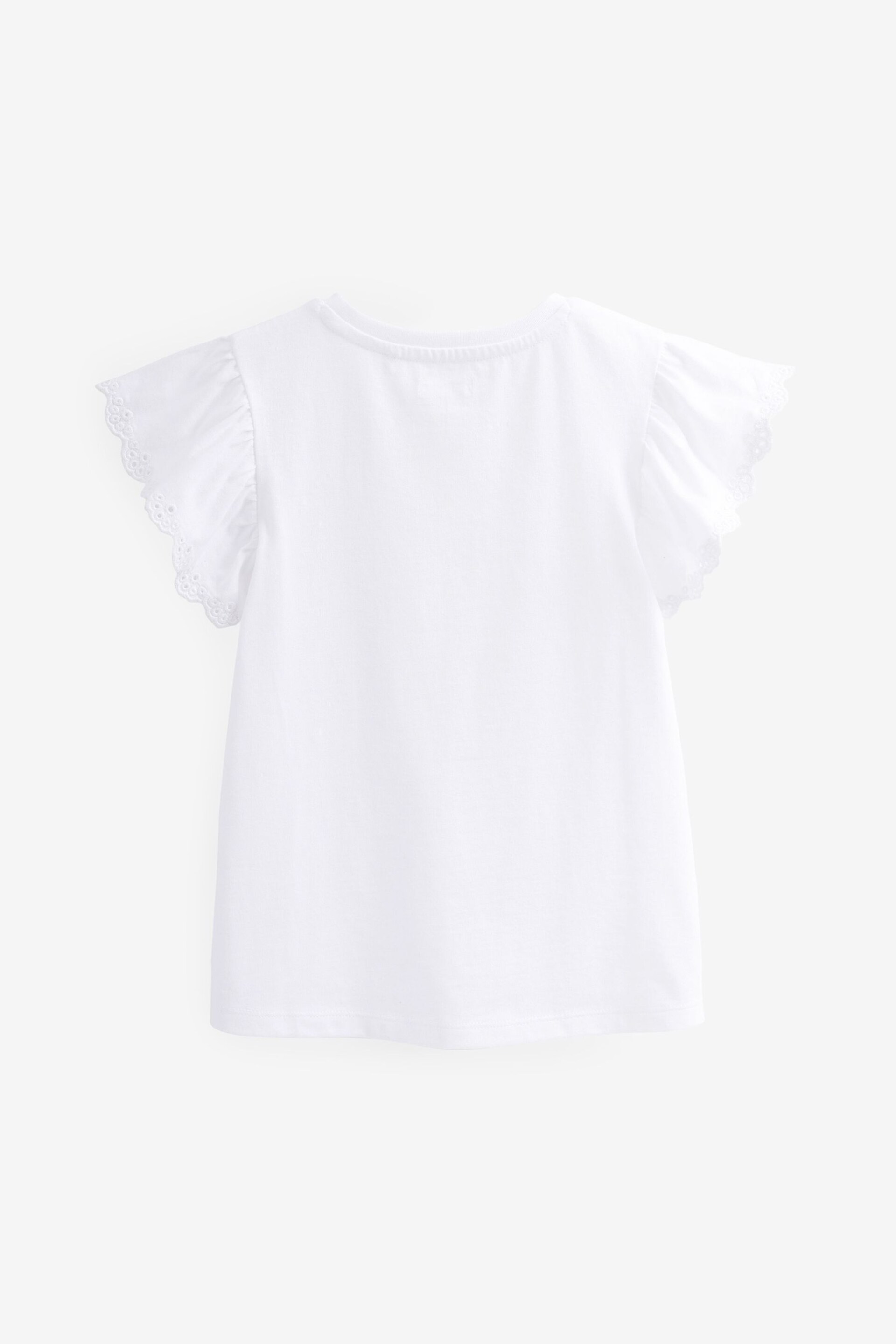 White Broderie Frill Sleeve T-Shirt (3-16yrs) - Image 5 of 5