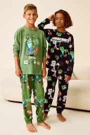 Black/Green Minecraft License Pyjamas 2 Pack (5-16yrs) - Image 1 of 12