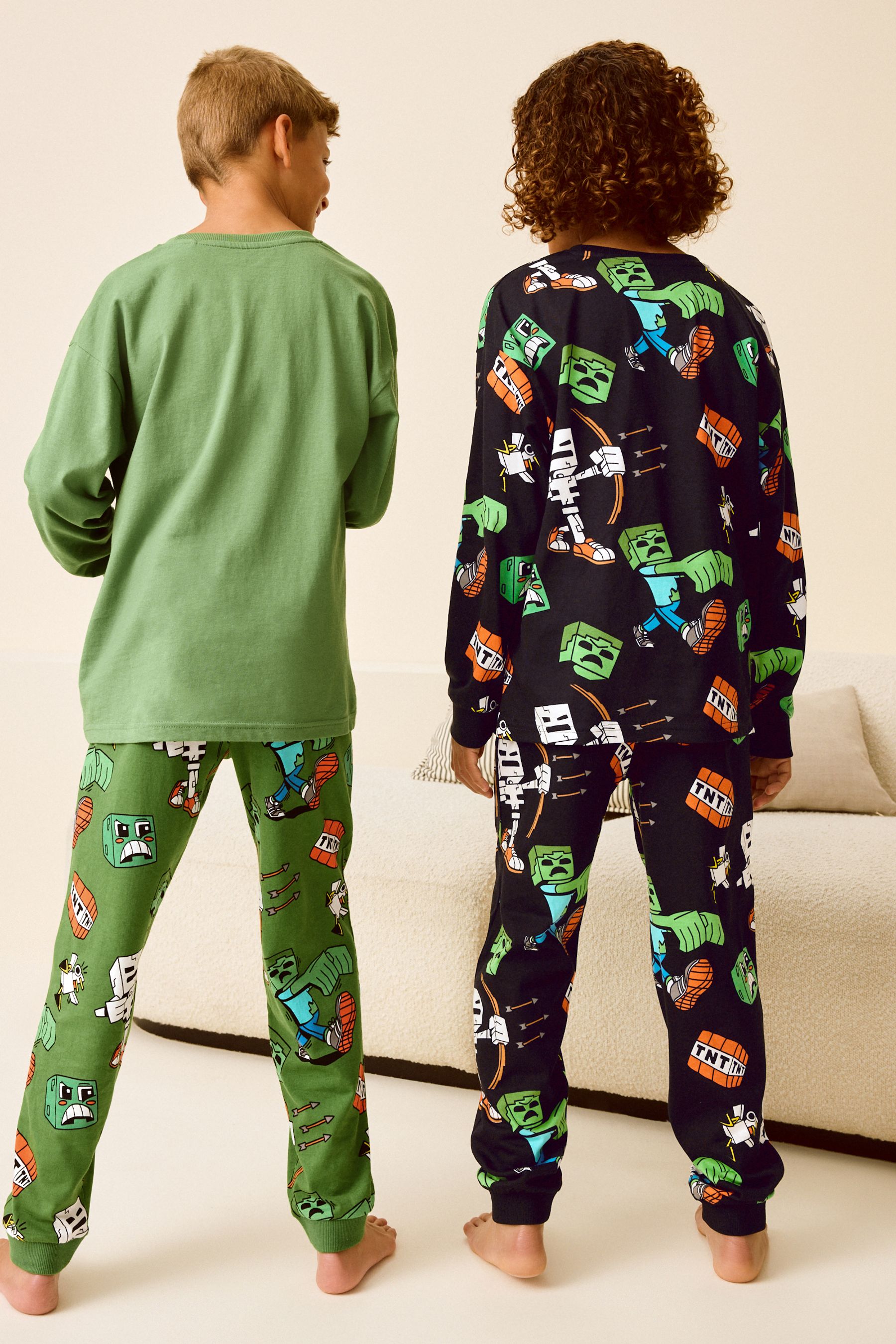 Buy Black Green Minecraft License 100 Cotton Pyjamas 2 Pack 5 16yrs from the Next UK online shop