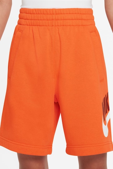Nike Orange Club Fleece French Terry Shorts