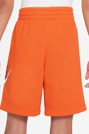 Nike Orange Club Fleece French Terry Shorts