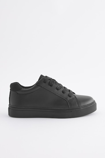 Black Standard Fit (F) Lace Up School Shoes