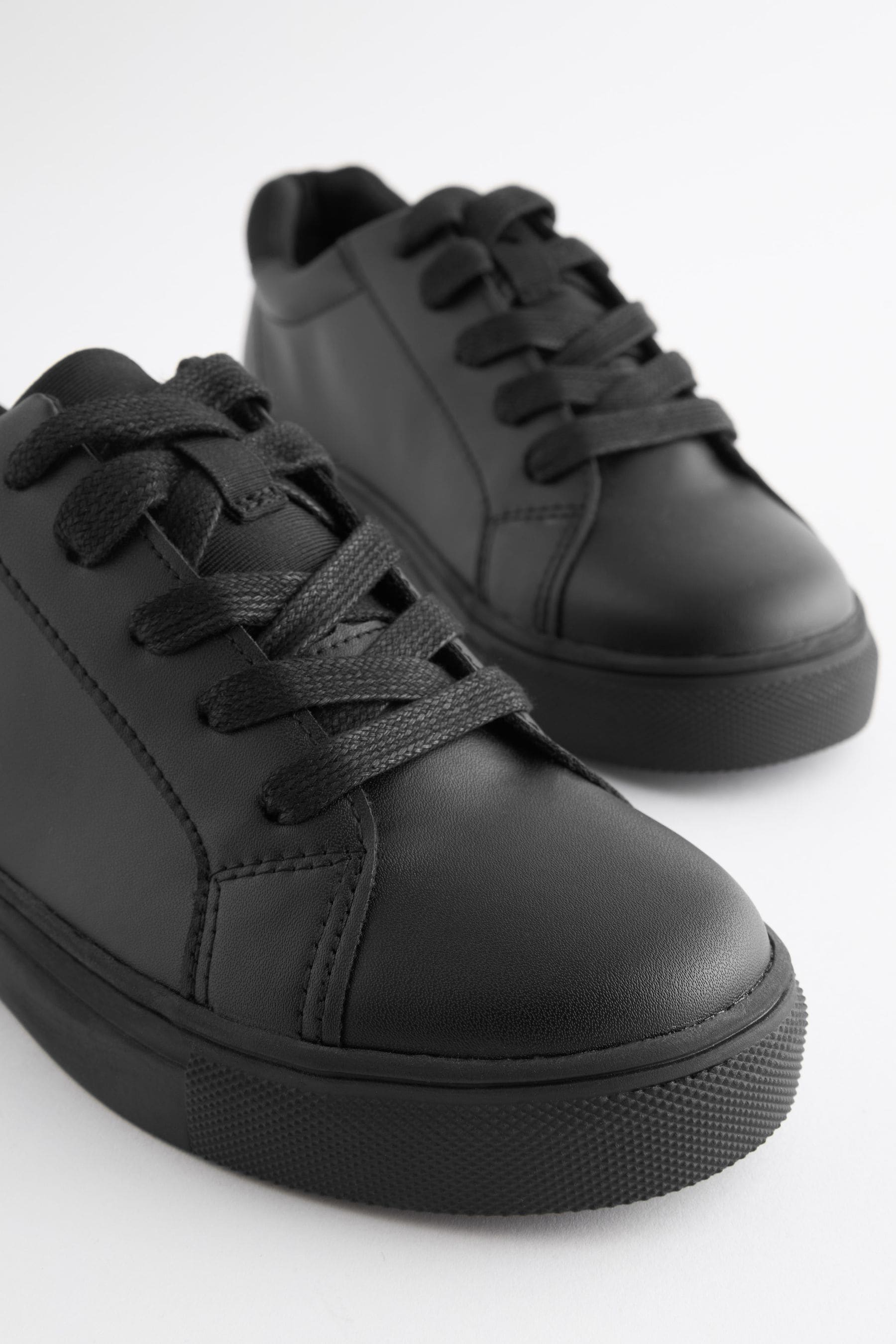 Black Standard Fit F Lace Up School Shoes