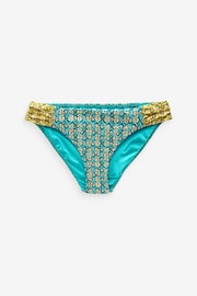 Green/Blue Foil Woodblock High Leg Bikini Bottoms - Image 4 of 5