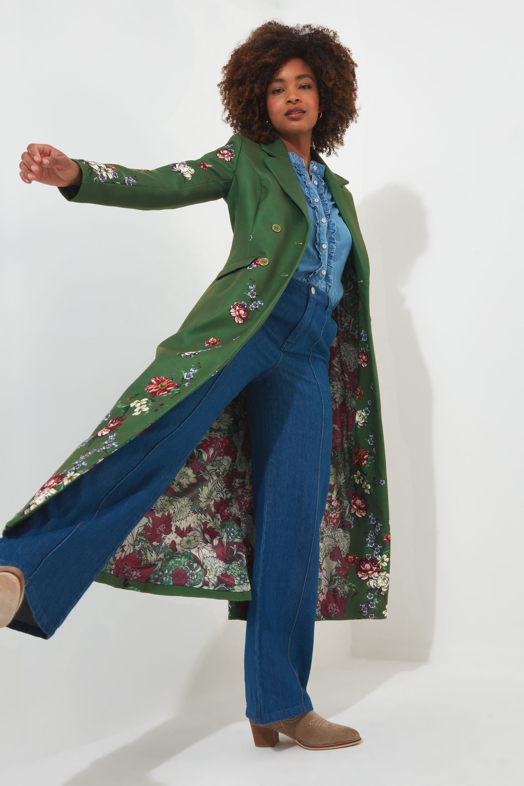 Long floral coat hotsell
