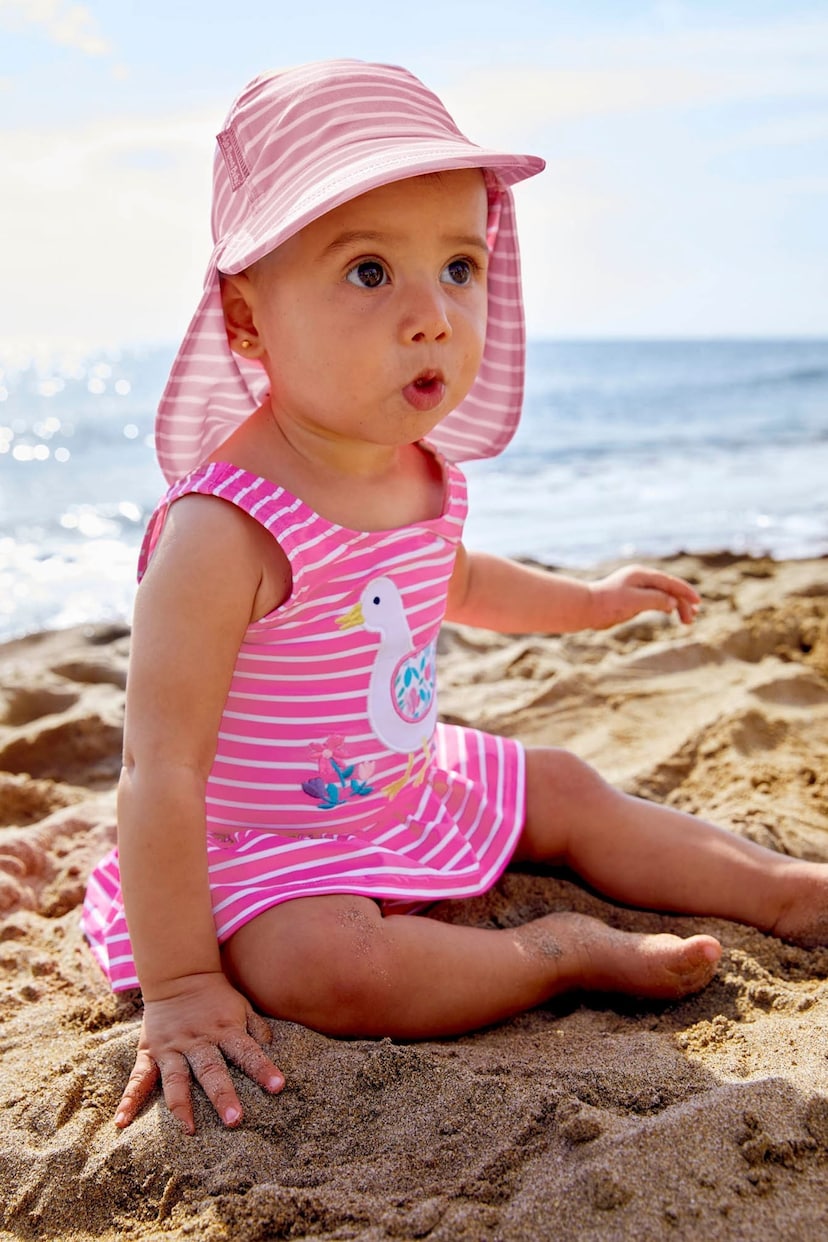 JoJo Maman Bébé Pink Stripe Swimsuit With Integral Nappy - Image 1 of 5